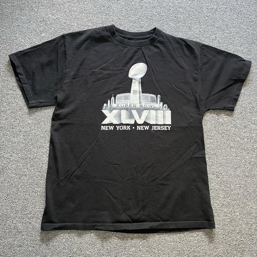 Super Bowl 2014 NFL Team Apparel Black T Shirt Size L‎